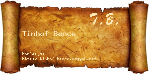 Tinhof Bence névjegykártya
